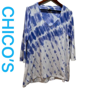 CHICOS zenergy blue&white top size 2 GUC…